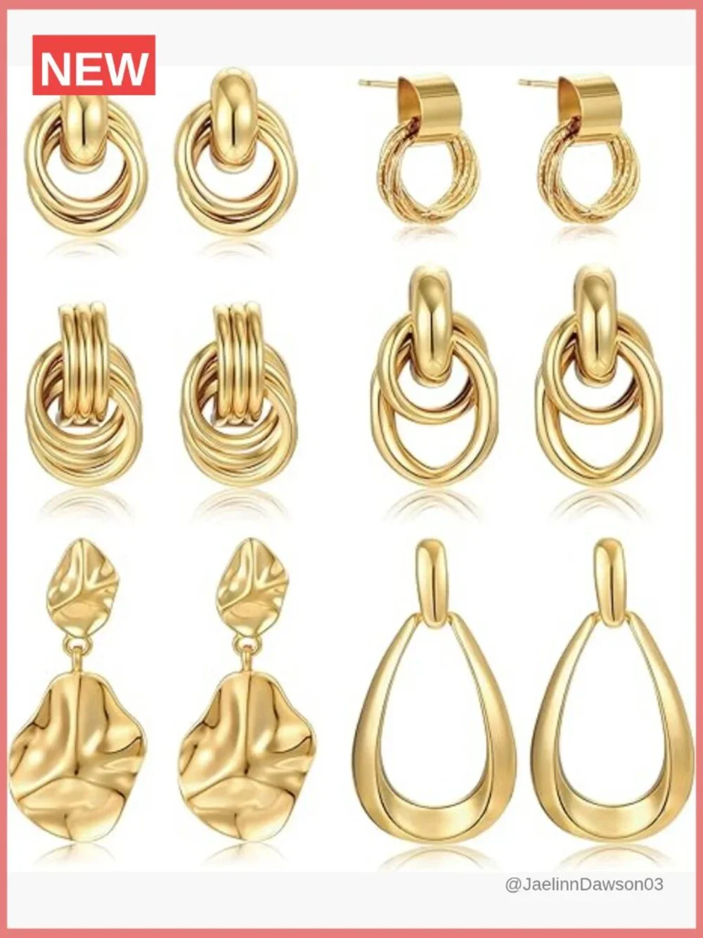 6 Pairs Chunky Gold Knot Earrings Set Trendy Drop Dangle Lightweight